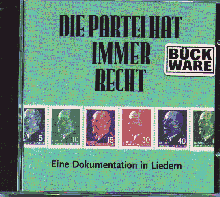 Nationalhymne der DDR, Stalin Freund Genosse, Lied von der blauen Fahne, Lied der partei, Thlmannlied, Fritz der Traktorist, Pack die Badehose ein, Hre Kind vom Schwabenland, ber die Elbe gehen meine Gedanken, Marsch der Nationalen Volksarmee, Jetzt bist du in der LPG, Wenn die Kastanien und der Flieder wieder blhn, Wir sind wachsam, Die 13, Jung sind die Linden, Affenschande, Mit Walter Ulbricht kmpft sichs gut, Pioniere voran, berlegung, Lenin unser Freund, Wir tragen die roten Spiegel 1. Fassung, Wir tragen die roten Spiegel 2. fassung, Kundschafterlied, Wenn die Leute unser Land verlassen, Kinderhymne